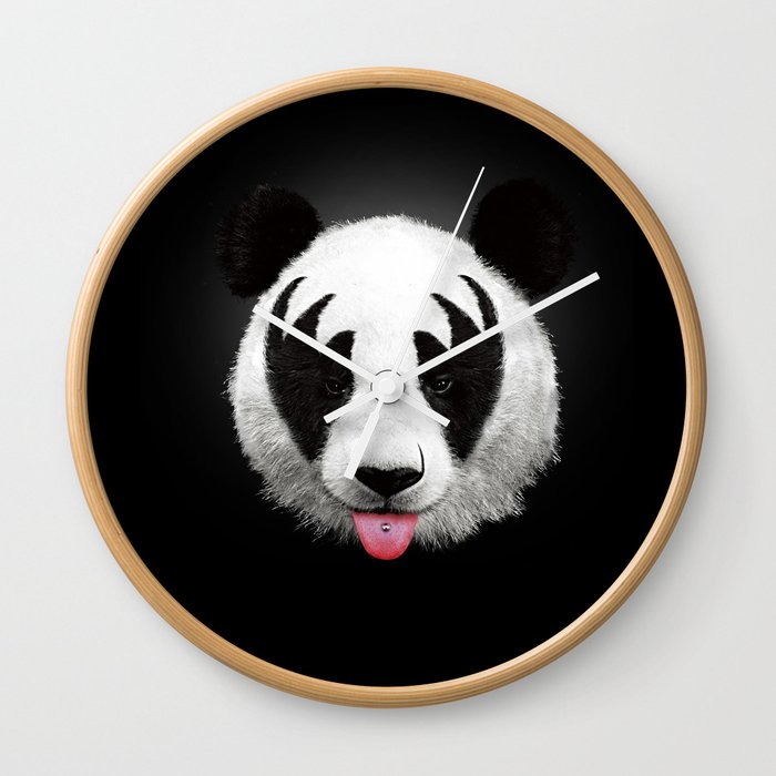 Kiss of a panda Wall Clock