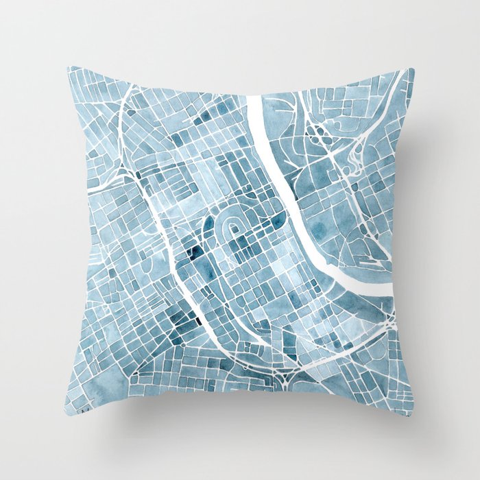 Map Nashville Tennessee Blueprint City Map Throw Pillow
