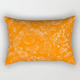 Orange and White Toys Outline Pattern Rectangular Pillow