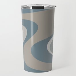 Retro Dream Abstract Swirl Pattern in Neutral Blue Grey Taupe Travel Mug