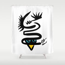 Abstract Snake Bird Minimal Style Line in Black and White and Color Shower Curtain