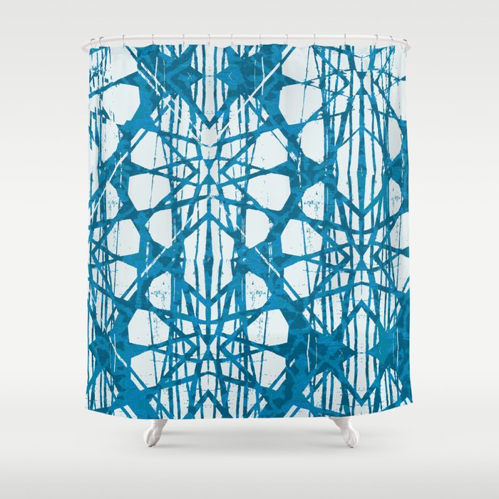 Blue And White Batik Shower Curtain By Oddduckpress Society6