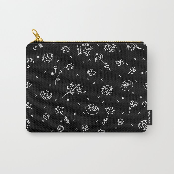 Floral Black Carry-All Pouch