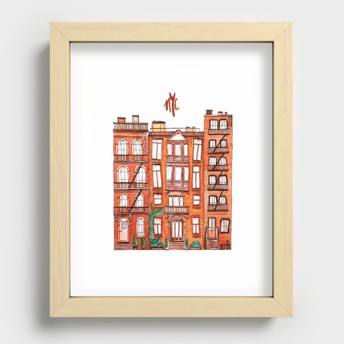 NYC - Watercolor Recessed Framed Print