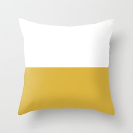 Mustard Yellow and White Minimalist Color Block Solid Half and Half Throw Pillow