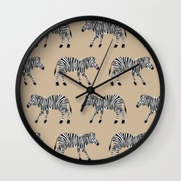 Zebra on Tan Background Wall Clock