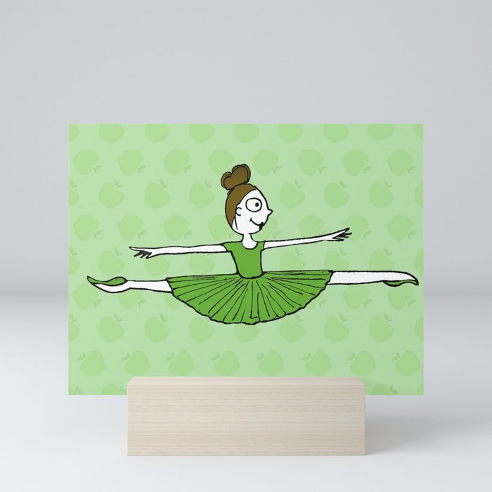 Ballet girl green jete Mini Art Print