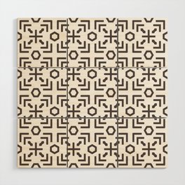 Dark Brown and White Art Deco Abstract Pattern - DE 2022 Trending Color Espresso Macchiato DET680 Wood Wall Art