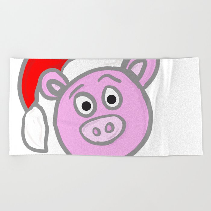 Christmassy Pig Beach Towel