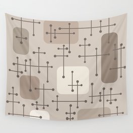 1950s Eames Era Art Crosshairs Taupe Wall Tapestry