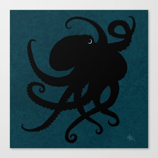 "Octopus Silhouette" digital illustration by Amber Marine, (c) 2015 Canvas Print