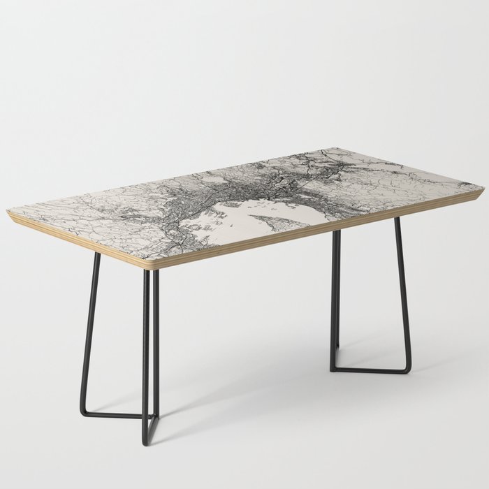 Oslo, Norway - City Map. Black and White Aesthetic Coffee Table