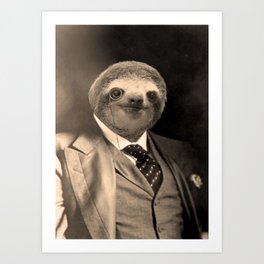 Gentleman Sloth with Monocle Art Print