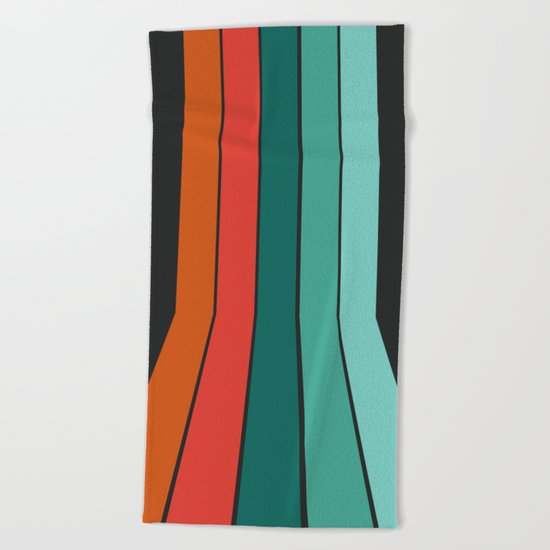 Flipside - 70's style trendy throwback retro gifts 1970s abstract art Beach Towel