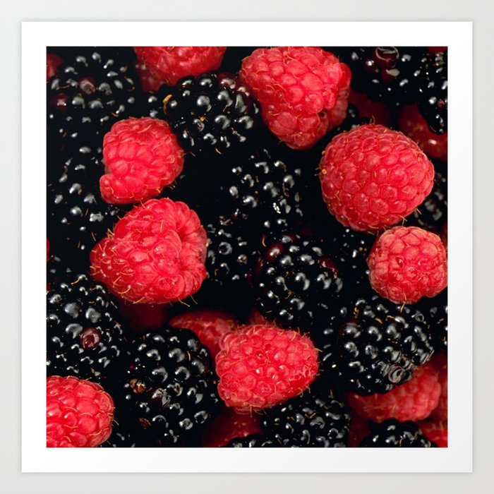 Blackberries and Raspberries Art Print