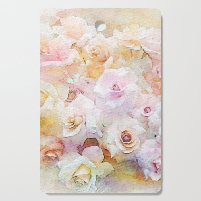 Cream and Pink Paper Roses Cutting Board