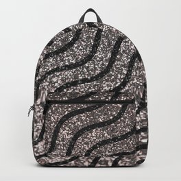 Silver Glitter With Black Squiggles Pattern Backpack