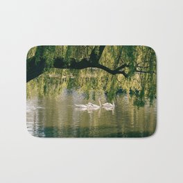 Swans on the river Bath Mat | Lake, Green, Swans, Photograph, Photo, Swanphotograph, Peaceful, Rest, Swan, Park 