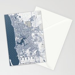 Perth City Map of Australia - Coastal Stationery Card