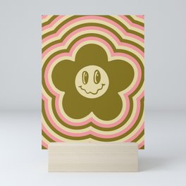 CUTE SMILING FLOWER \\ RETRO COLORS Mini Art Print