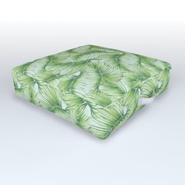 Watercolor Tropical Jungle Palm Leaves Outdoor Floor Cushion