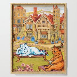 Cats relaxing in the Grounds at Napsbury by Louis Wain Serving Tray