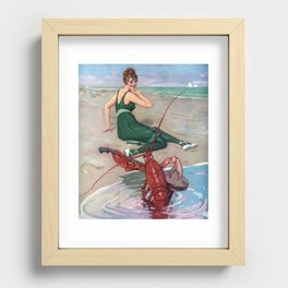 Lobster Attack! during your Vintage Beach Vacation Recessed Framed Print