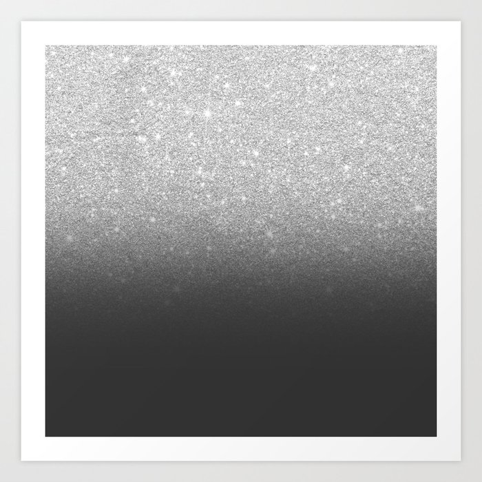 Modern faux silver glitter ombre grey black color block Art Print by Girly  Trend by Audrey Chenal | Society6