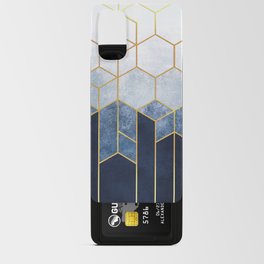 Indigo Blue + Golden Hexagons Abstract Design Android Card Case