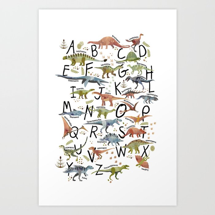 Dinosaur Alphabet for Kids Art Print