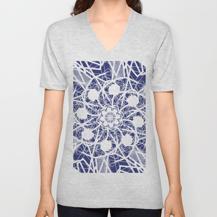 Navy and Lace  V Neck T Shirt