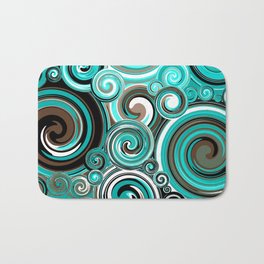 Water Whirlwind Abstract Bath Mat | Liquid, Whirlpool, Brown, Black And White, Twirls, Digital, Retro, Elsysart, Abstract, Curls 