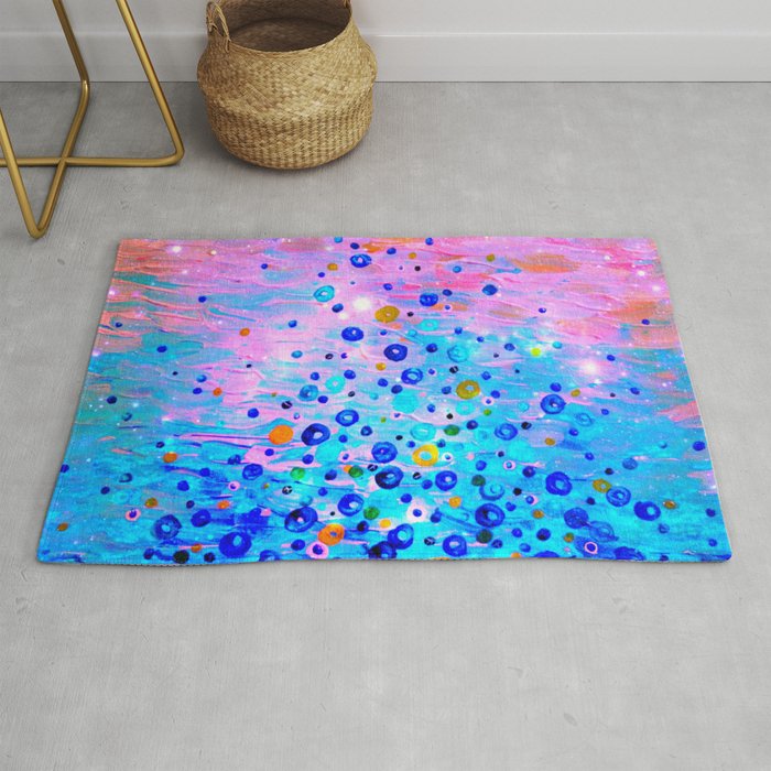 What Goes Up Revisited Bold Royal Blue Pink Bubbles Whimsical