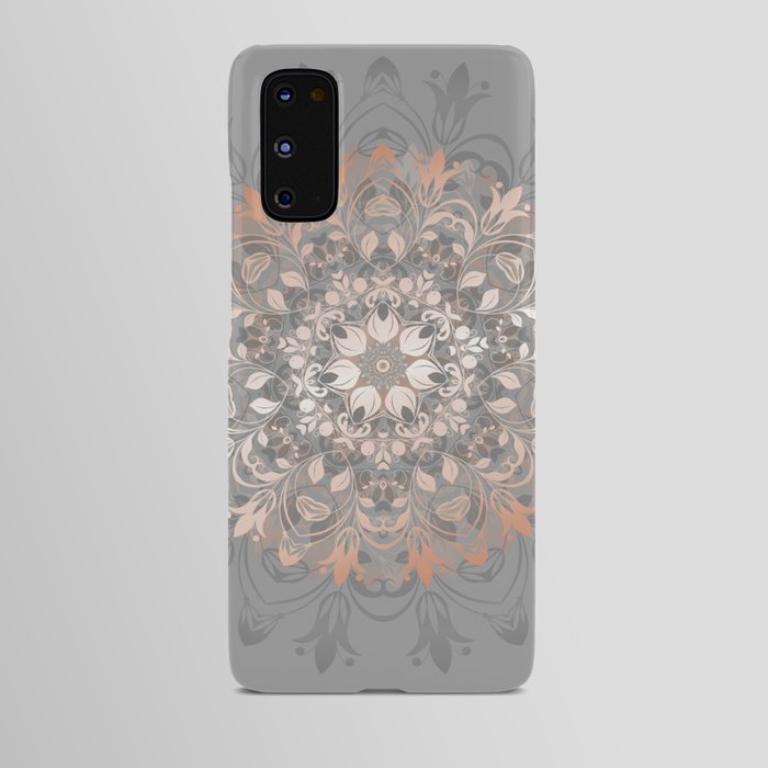Rose Gold Gray Floral Mandala Android Case