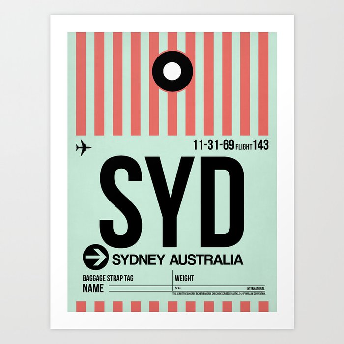 SYD Sydney Luggage Tag 1 Art Print