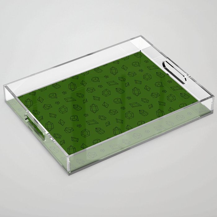 Green and Black Gems Pattern Acrylic Tray