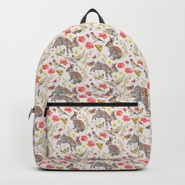 Bunny Meadow Pattern Backpack | Bunny, Nursery, Floral, Bird, Meadow, Ladybug, Wildflower, Summer, Easter, Dandelion 