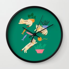 Cats and plants Wall Clock