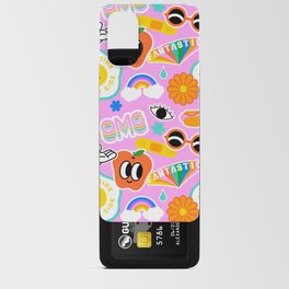 Funny retro colorful sticker label seamless pattern Android Card Case
