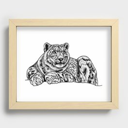 Snow leopard - ink illustration Recessed Framed Print