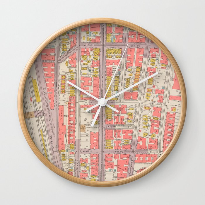 Borough of the Bronx Vintage Map 1 Wall Clock