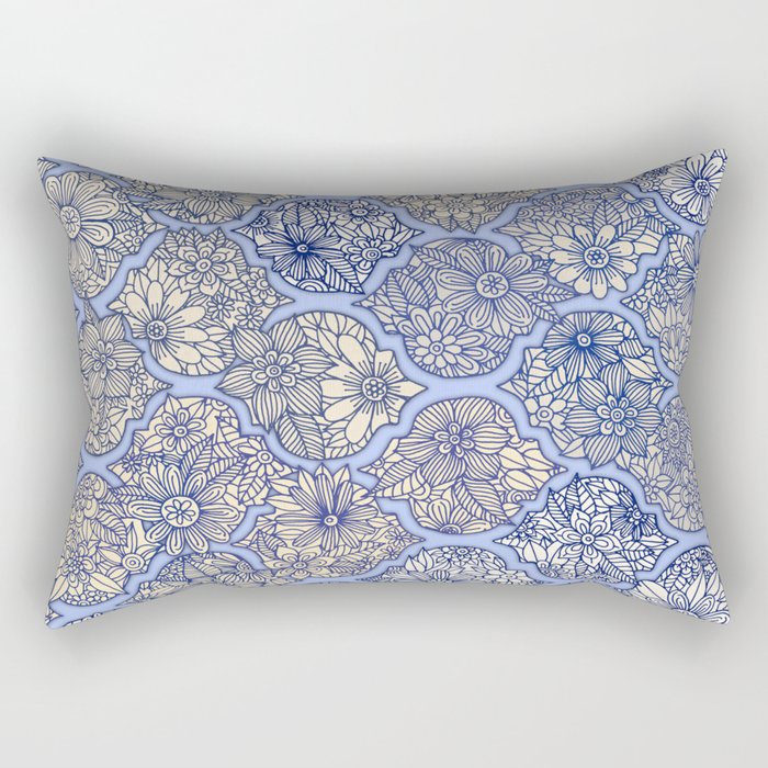 Moroccan Floral Lattice Arrangement - Purple Rectangular Pillow