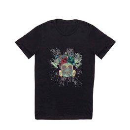 Green Gas Mask with Roses T Shirt