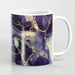 Currents of translucent hues, snaking metallic swirls, and foamy sprays of color shape the landscape of these free-flowing textures. Natural luxury abstract fluid art painting in alcohol ink technique Coffee Mug