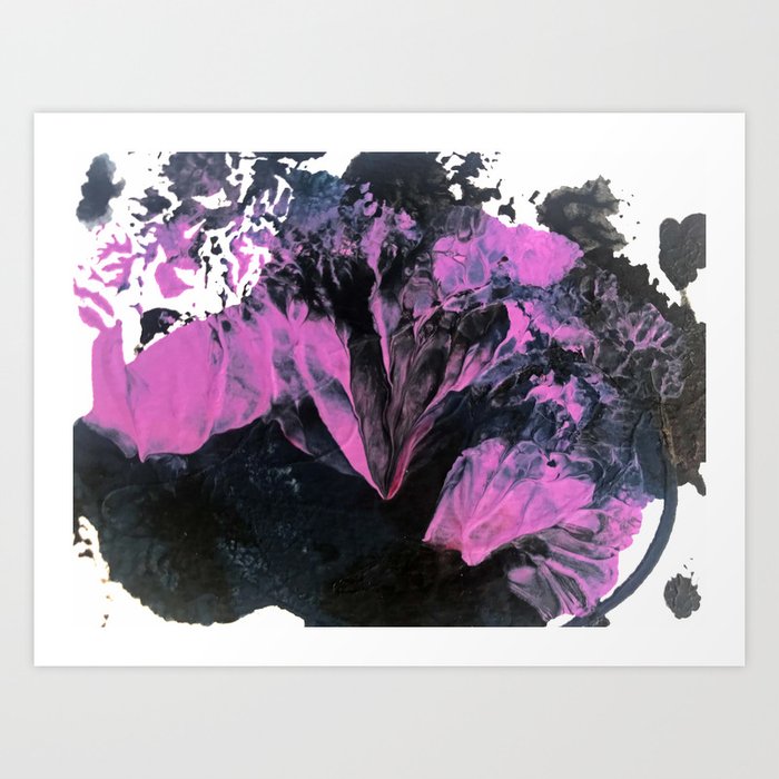 Thunderstorm [2]: a vibrant, abstract acrylic piece in purple, blue, magenta, and white Art Print