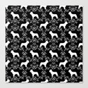 French Bulldog floral minimal black and white pet silhouette frenchie pattern Leinwanddruck