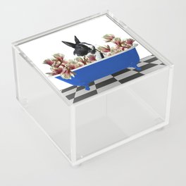 Bunny Rabbit Blue Bathtub - Magnolia Flowers Acrylic Box