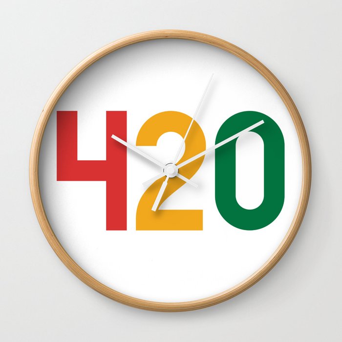 420 Typography (Rasta Colours) Wall Clock