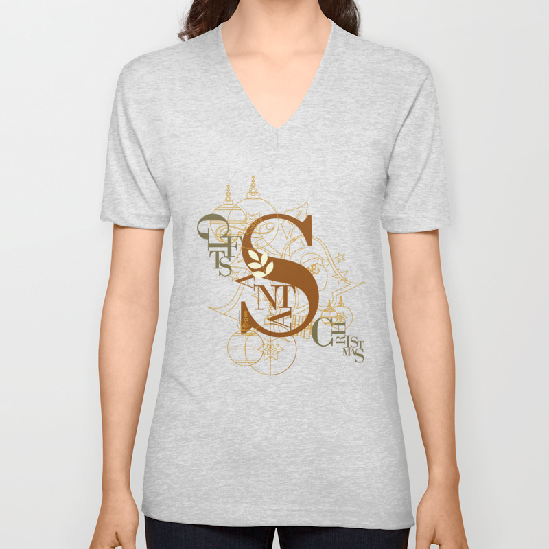 Santa Gifts Christmas Typo Unisex V Neck By Nileshkikuuchise