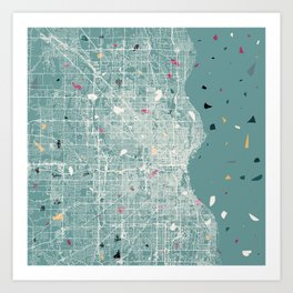 Milwaukee City Map - Terrazzo Art Print
